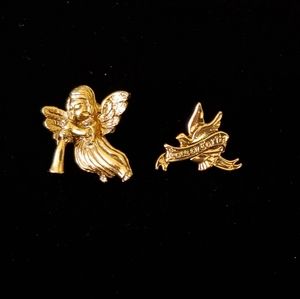 SET Angel and Dove Small Pins Peace on Earth